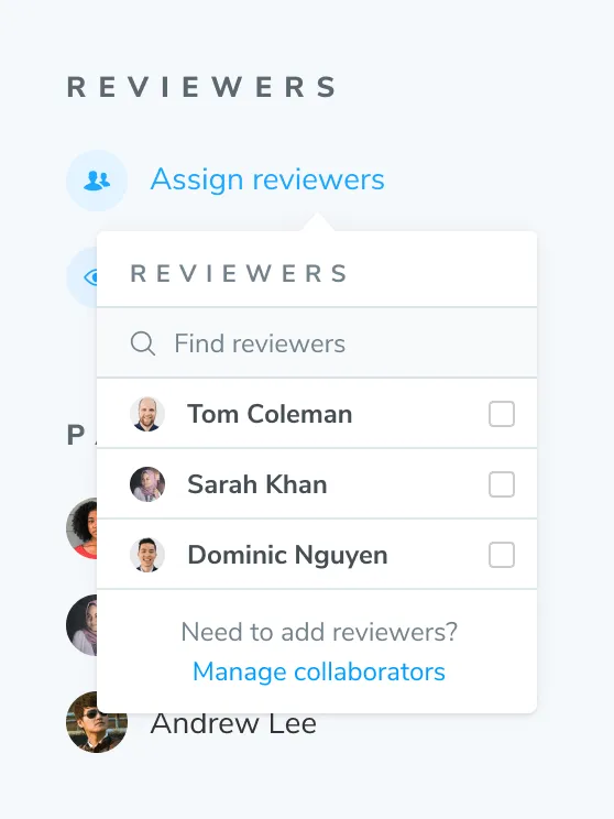 assign reviewers by picking from your list of collaborators